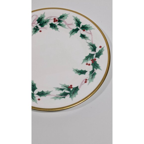 Mikasa Ribbon Holly Salad Plates Set Of 4 With Box Fine China Christmas Design - Picture 10 of 16
